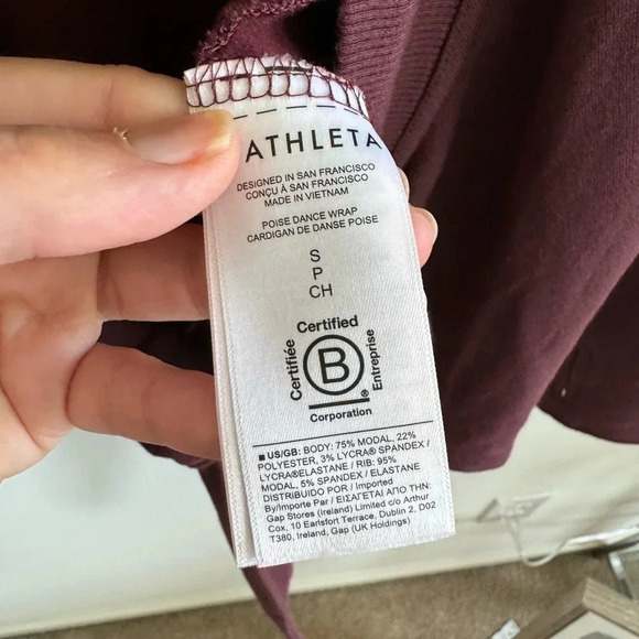 Athleta burgundy Maroon dance open front wrap soft knit cardigan size small - Picture 7 of 7